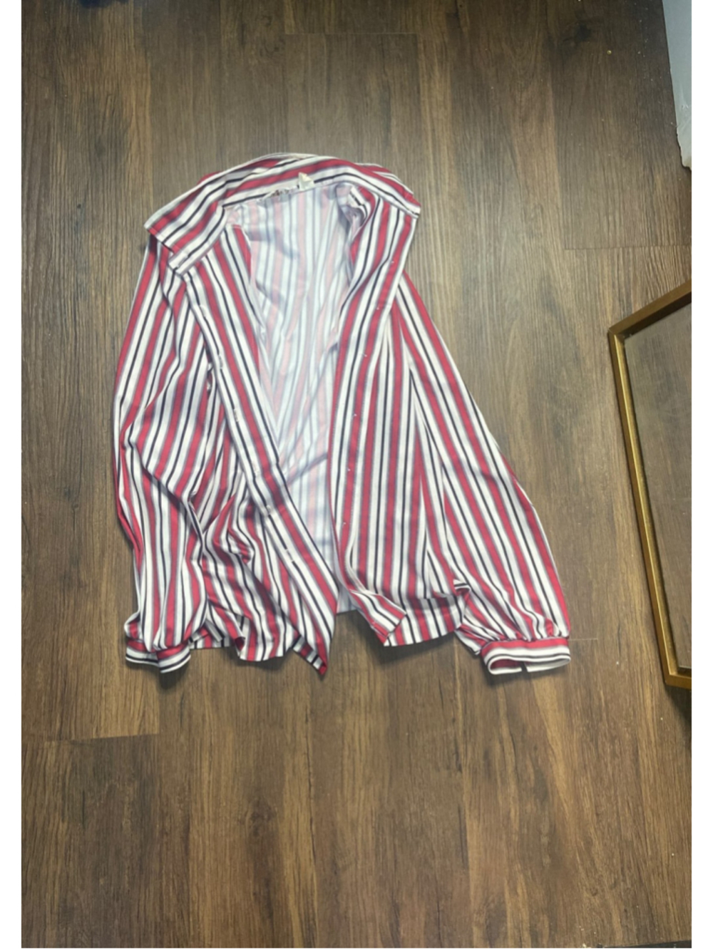 Black and red Striped button down shirt long sleeve